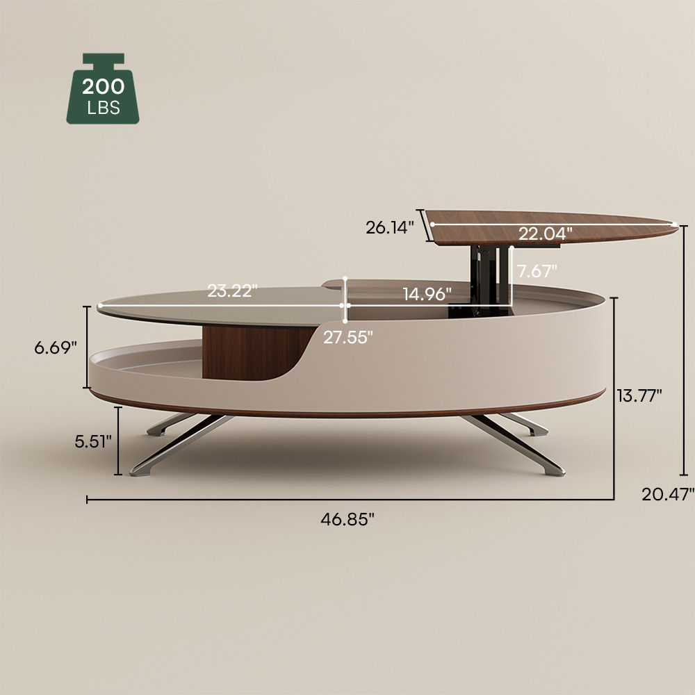 with Storage Walnut & Gray Engineered Wood Coffee Tables
