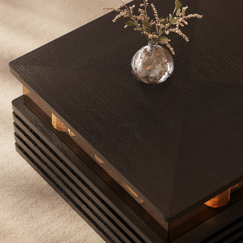 with LED Lights Black Engineered Wood Coffee Tables
