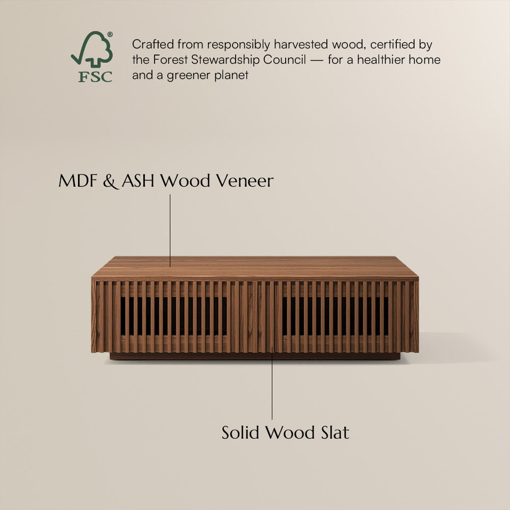 Aeolus Walnut Color Engineered Wood Coffee Tables