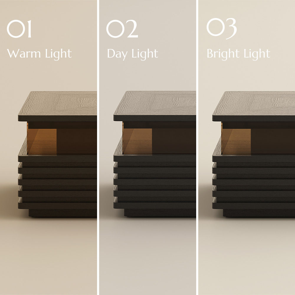 with LED Lights Black Engineered Wood Coffee Tables