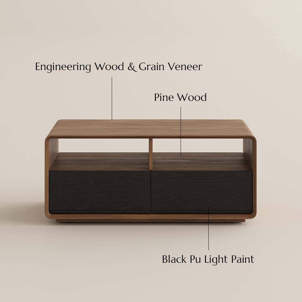 with Drawers Dark Wood & Black Coffee Tables