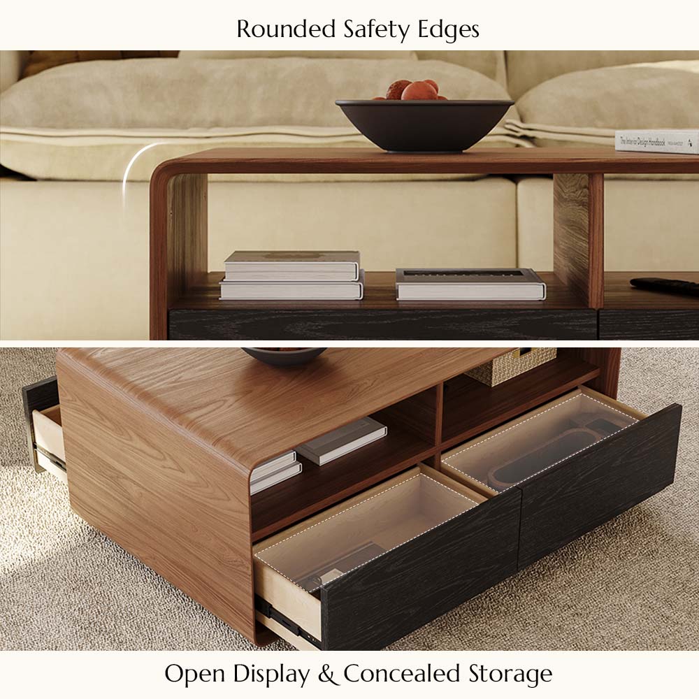 with Storage Dark Wood & Black Coffee Tables