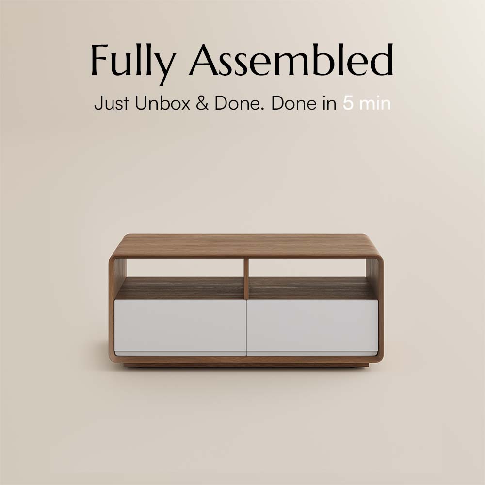 with Drawers Dark Wood & White Coffee Tables