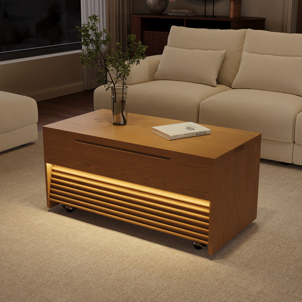 with Storage Walnut Color Plywood Coffee Tables
