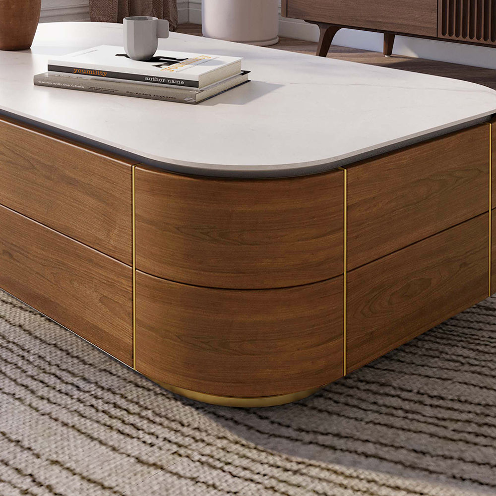 Modern Walnut MDF Coffee Tables