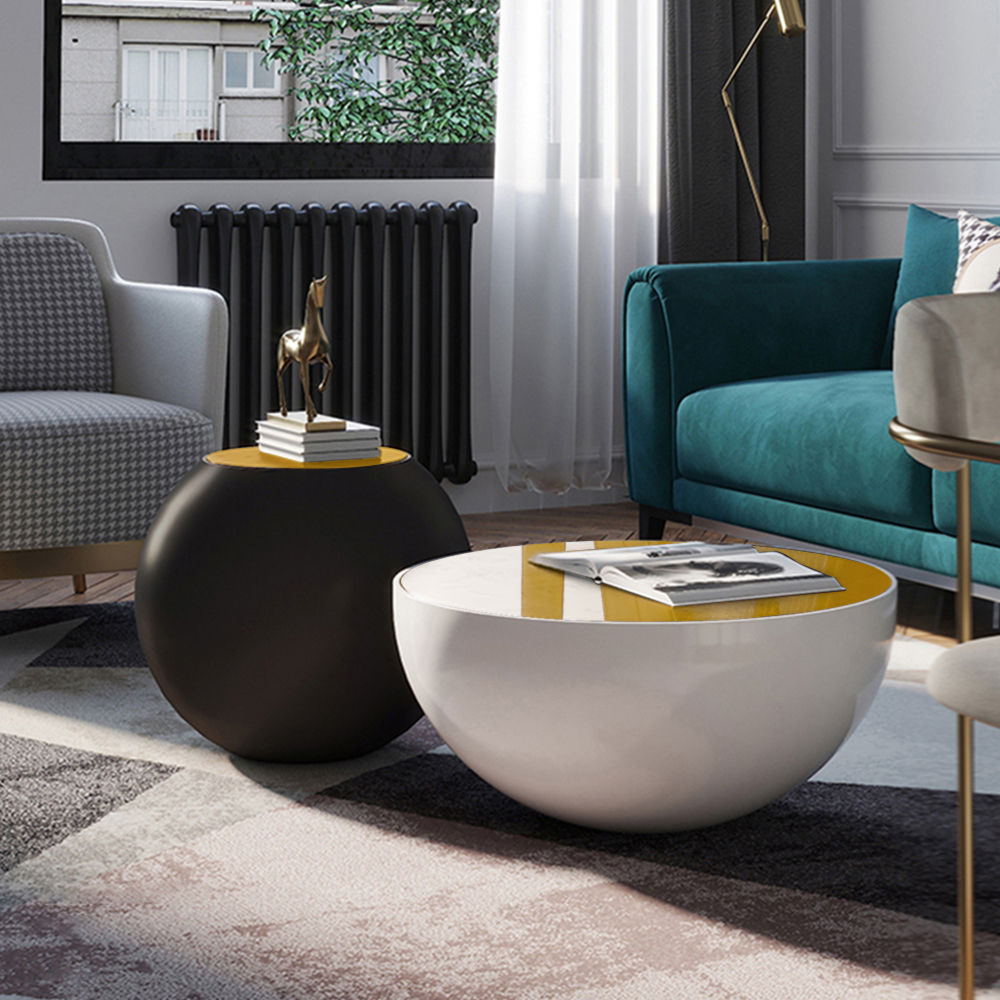 Drum Black & White ABS Coffee Tables