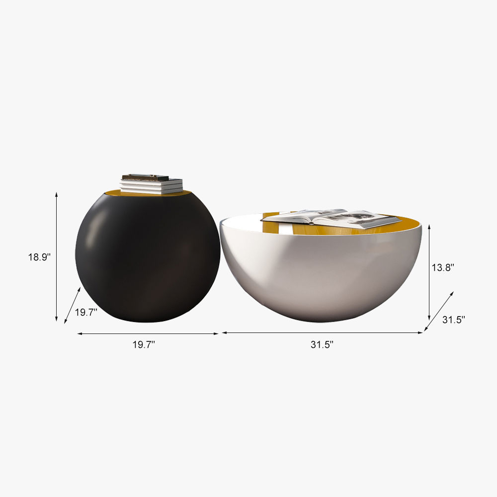 Drum Black & White ABS Coffee Tables