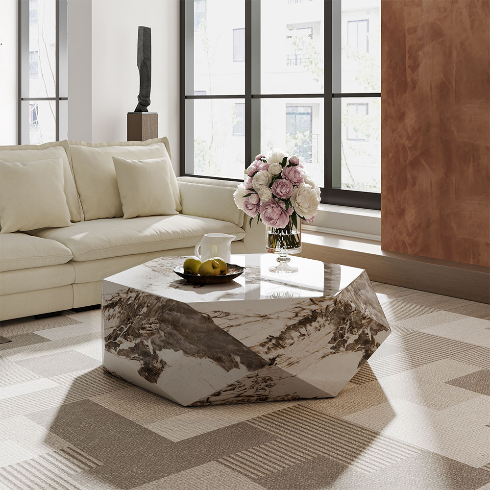 White Sintered Stone Coffee Tables