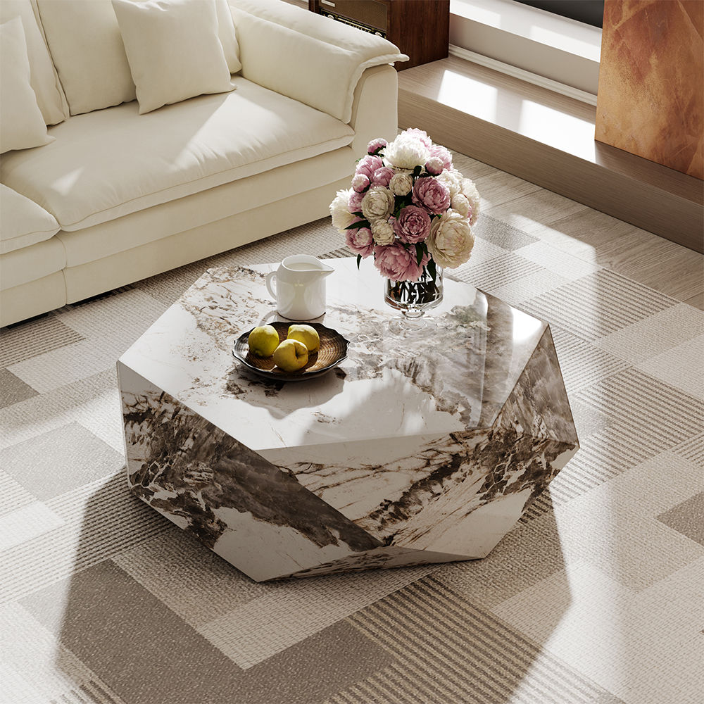 White Sintered Stone Coffee Tables