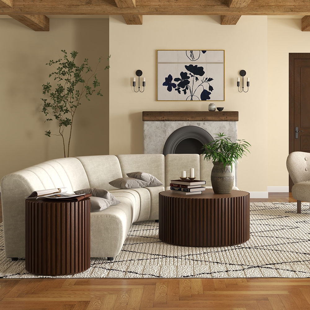Modern Walnut Color MDF Coffee Tables