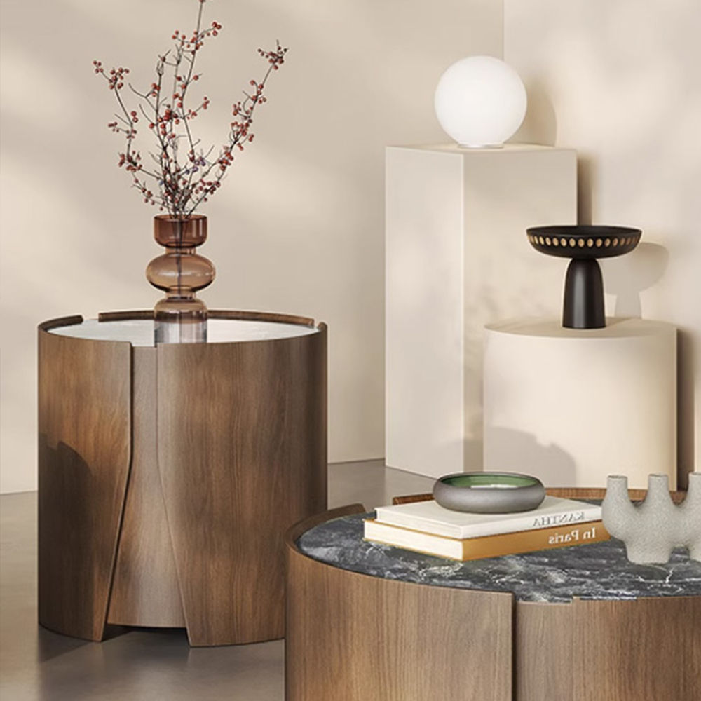 Wood color Sintered Stone Coffee Tables