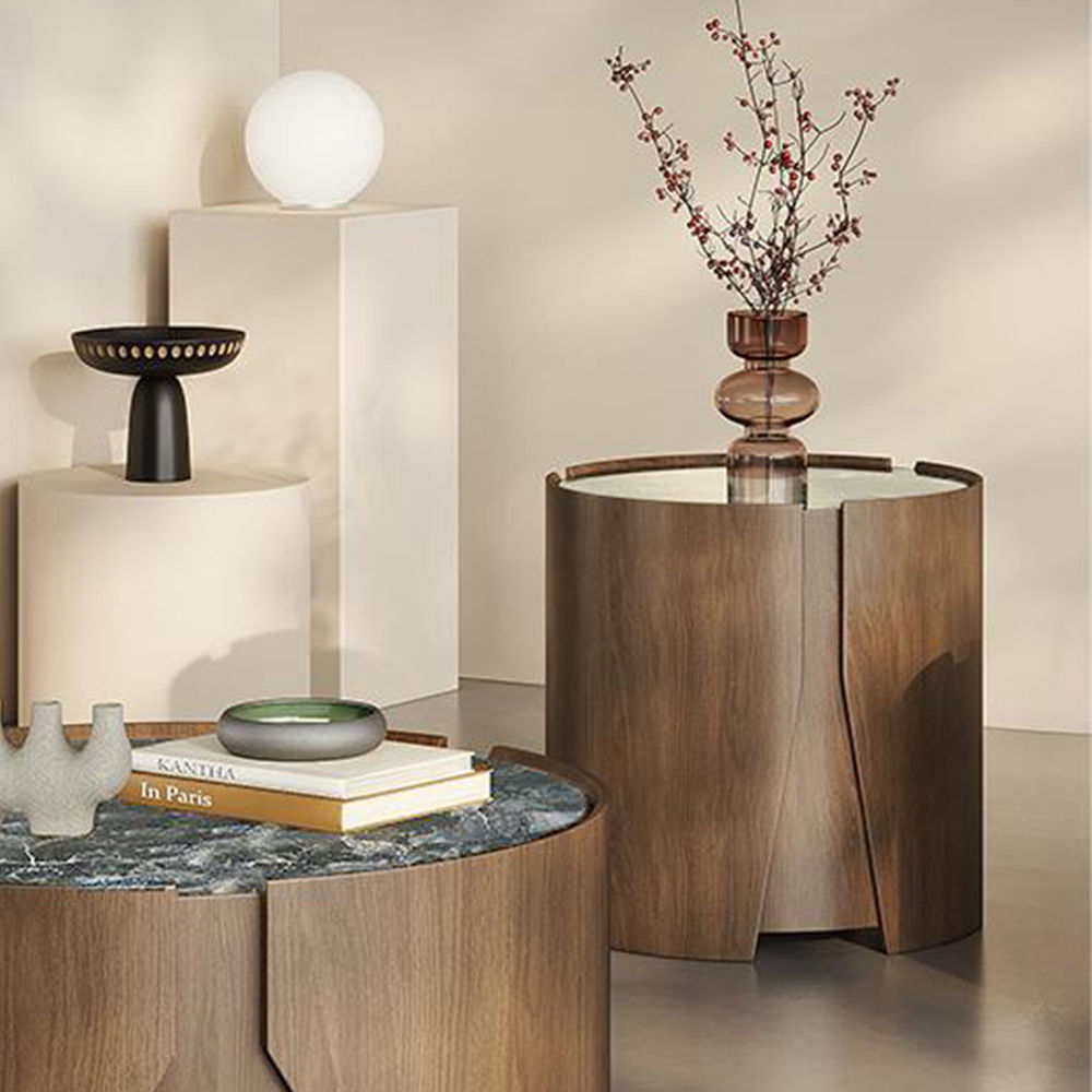 Wood color Sintered Stone Coffee Tables