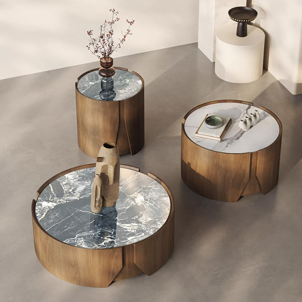 Wood color Sintered Stone Coffee Tables