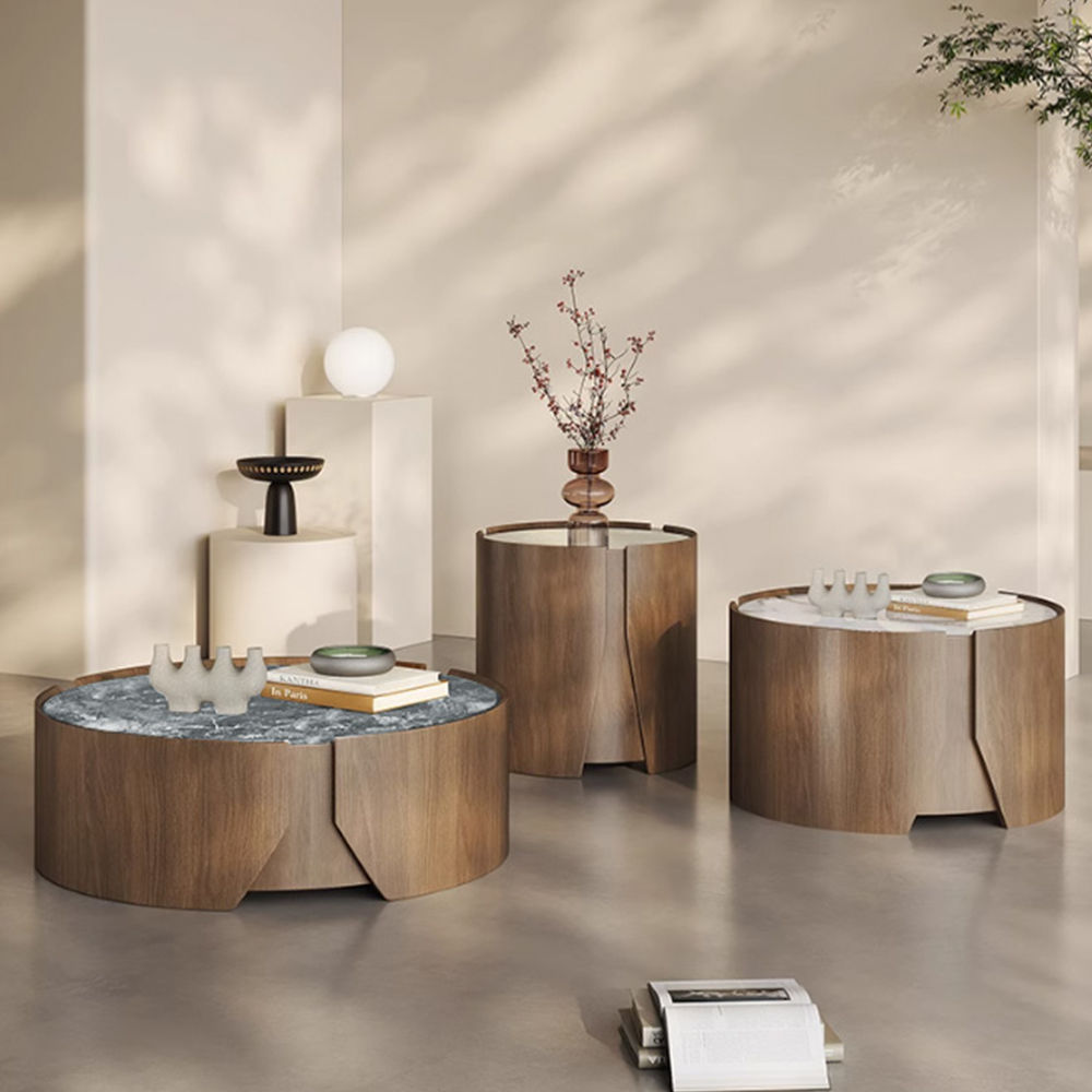 Wood color Sintered Stone Coffee Tables