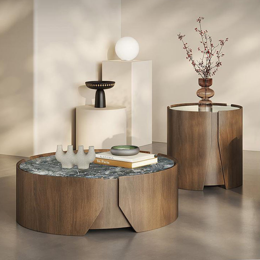 Wood color Sintered Stone Coffee Tables