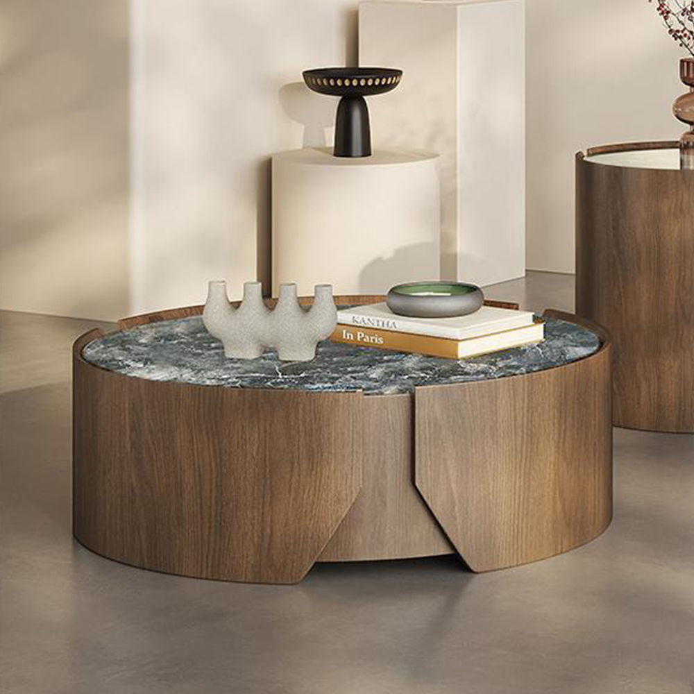 Wood color Sintered Stone Coffee Tables