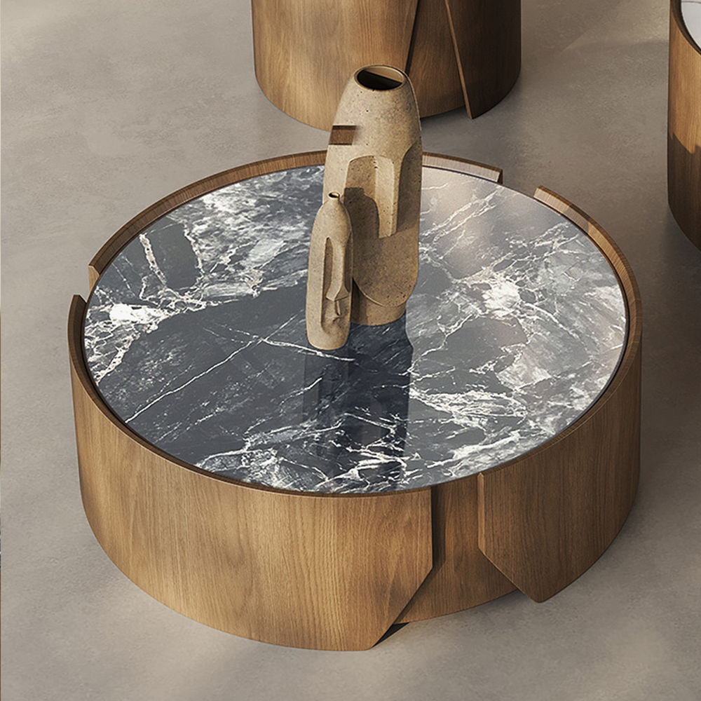 Wood color Sintered Stone Coffee Tables