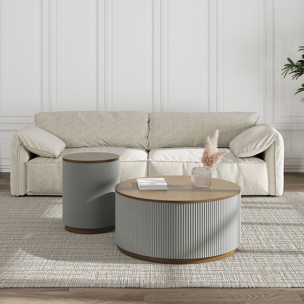 without Drawers Gray MDF Coffee Tables