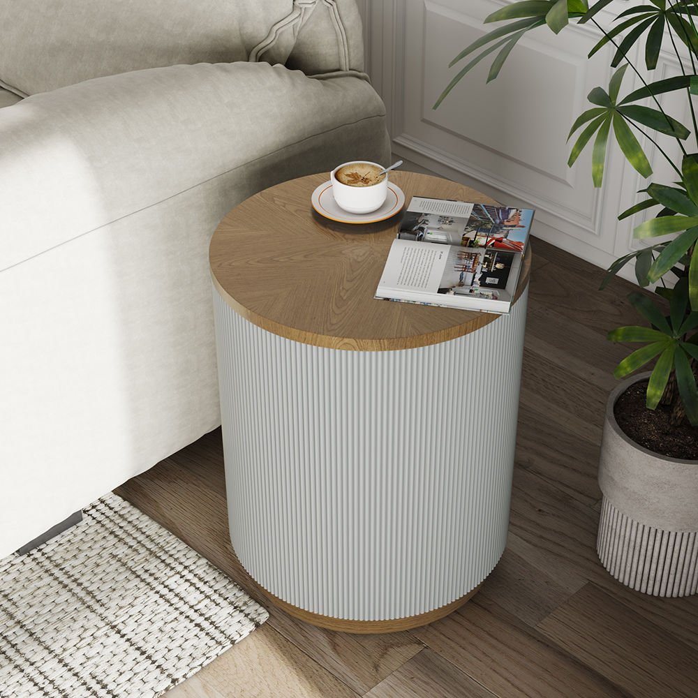 Round Gray MDF Coffee Tables