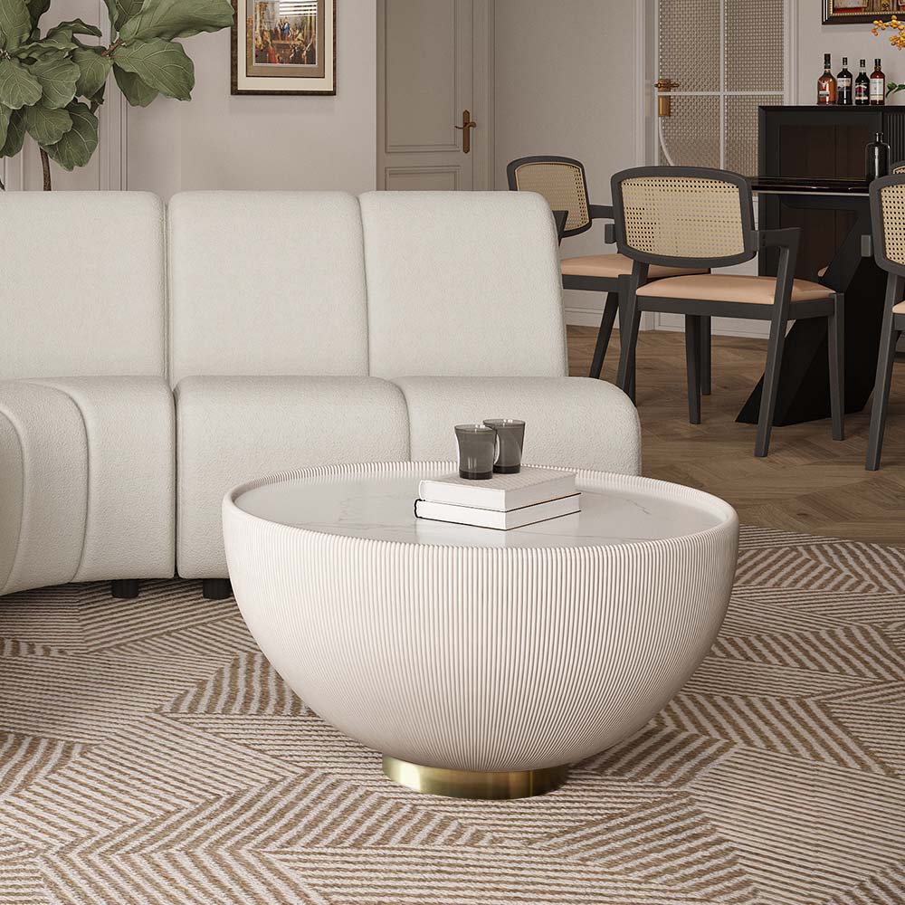 Beige Sintered Stone Coffee Tables