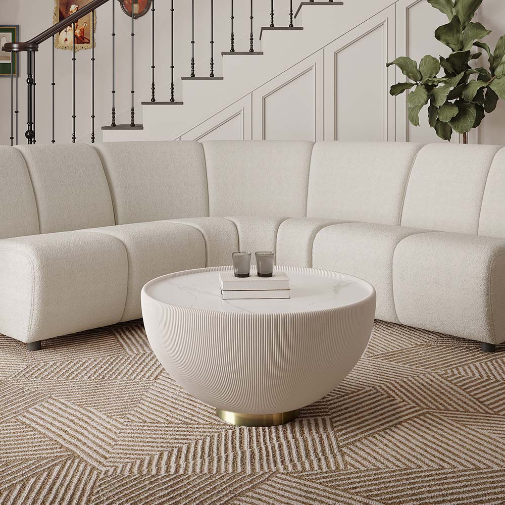 Beige Sintered Stone Coffee Tables