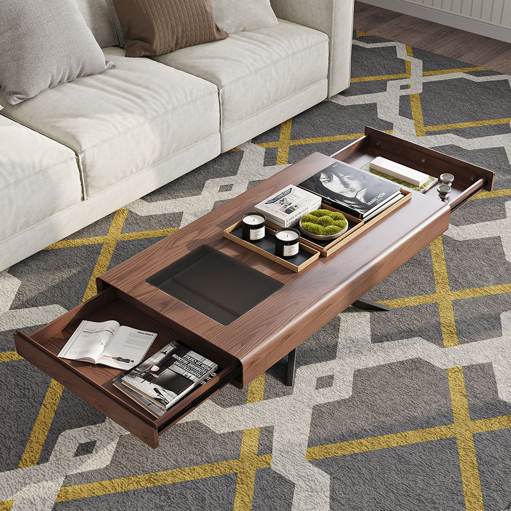 with Drawers Dark Wood Coffee Tables