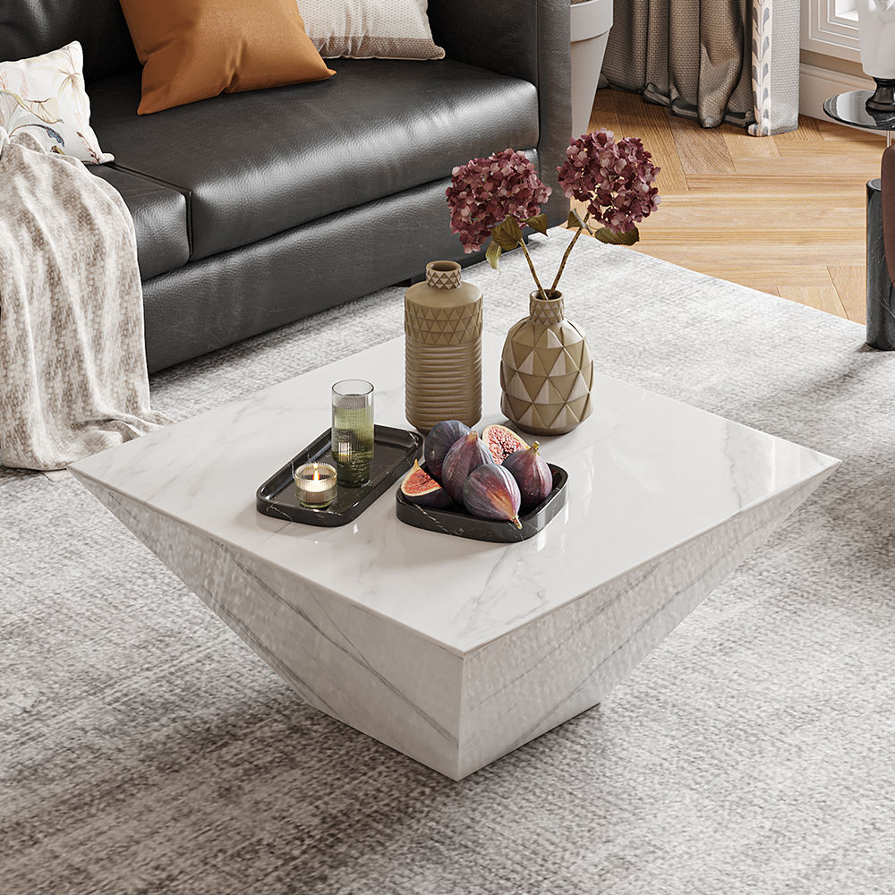 White Sintered Stone Coffee Tables