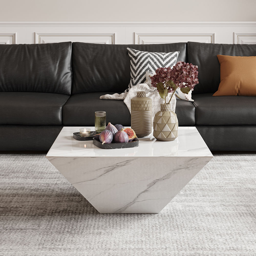 White Sintered Stone Coffee Tables