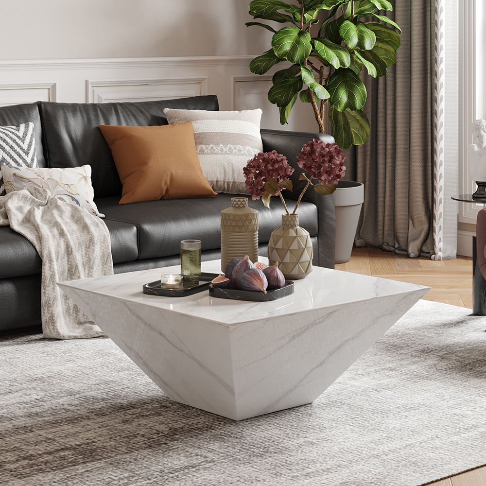 White Sintered Stone Coffee Tables