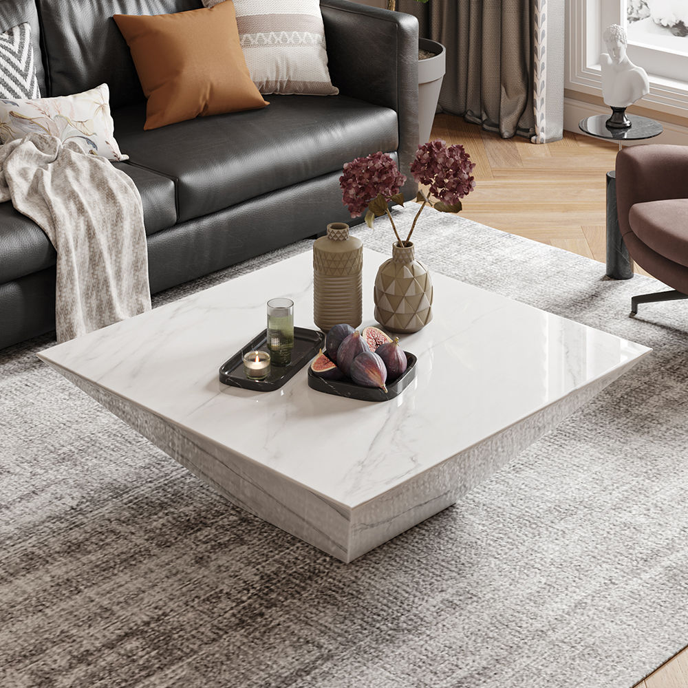 White Sintered Stone Coffee Tables