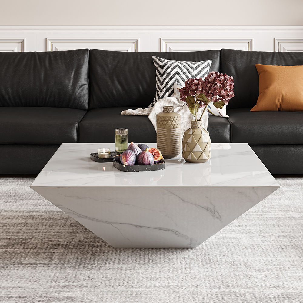 White Sintered Stone Coffee Tables