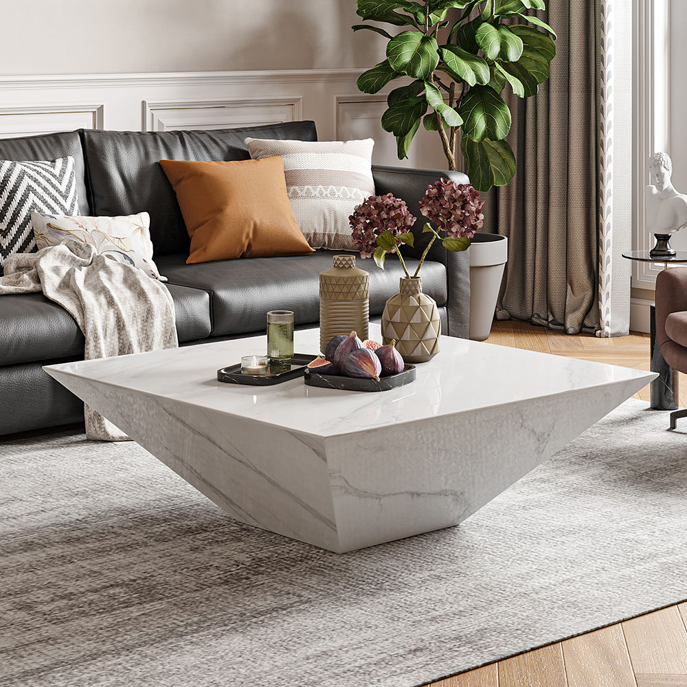 White Sintered Stone Coffee Tables