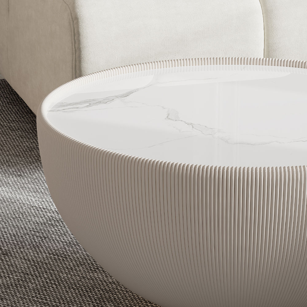 Beige+Dark Gray Sintered Stone Coffee Tables