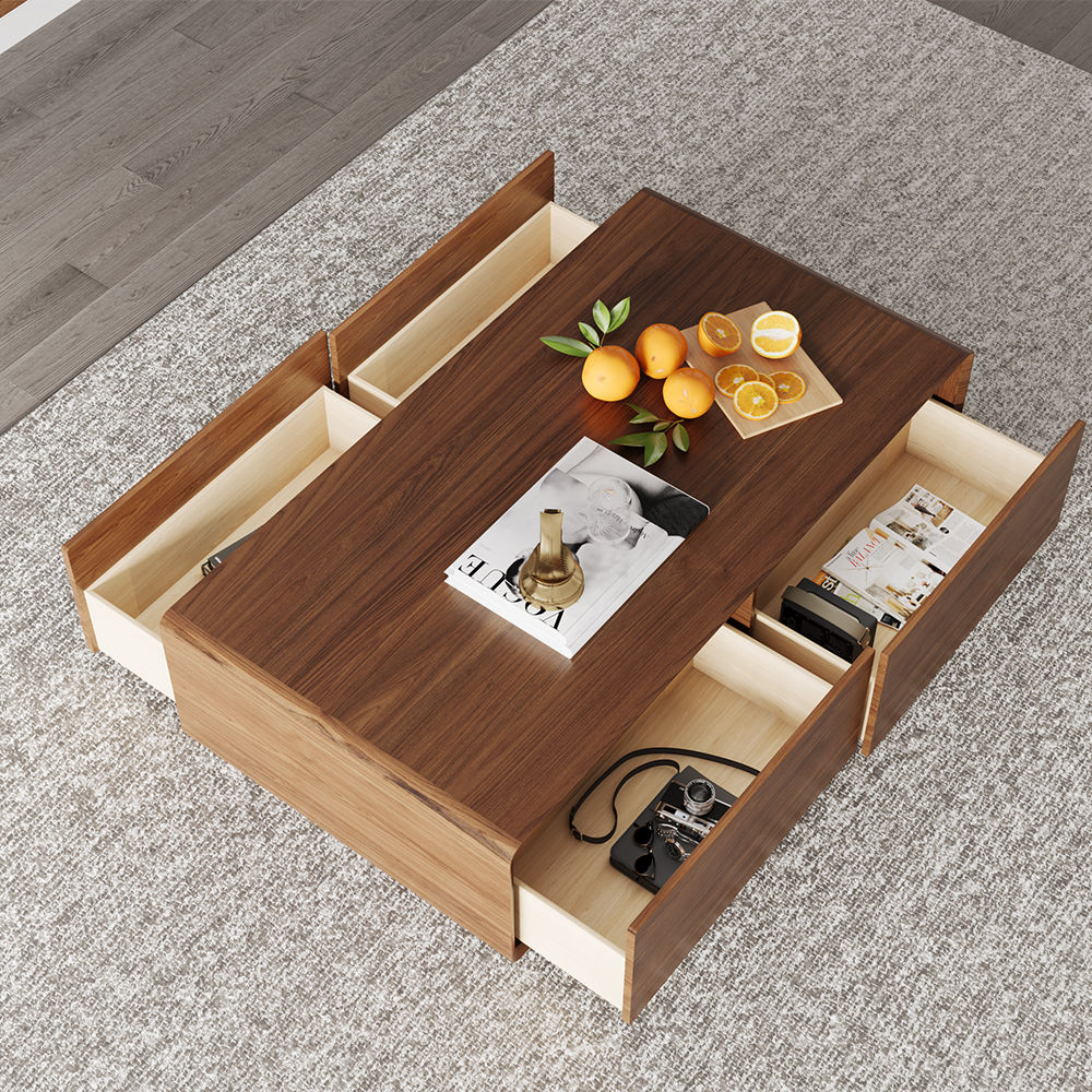 Walnut Color MDF Coffee Tables