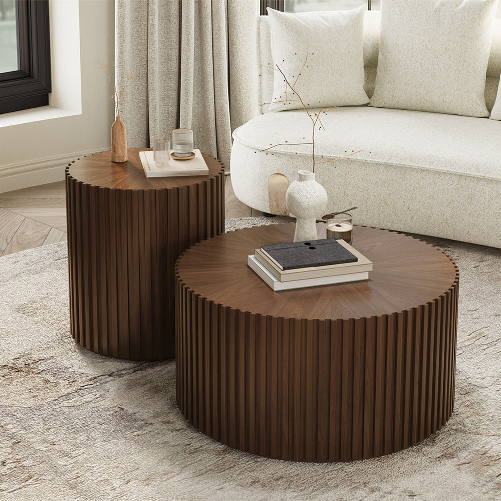 Fully Assemble Walnut Color MDF Coffee Tables
