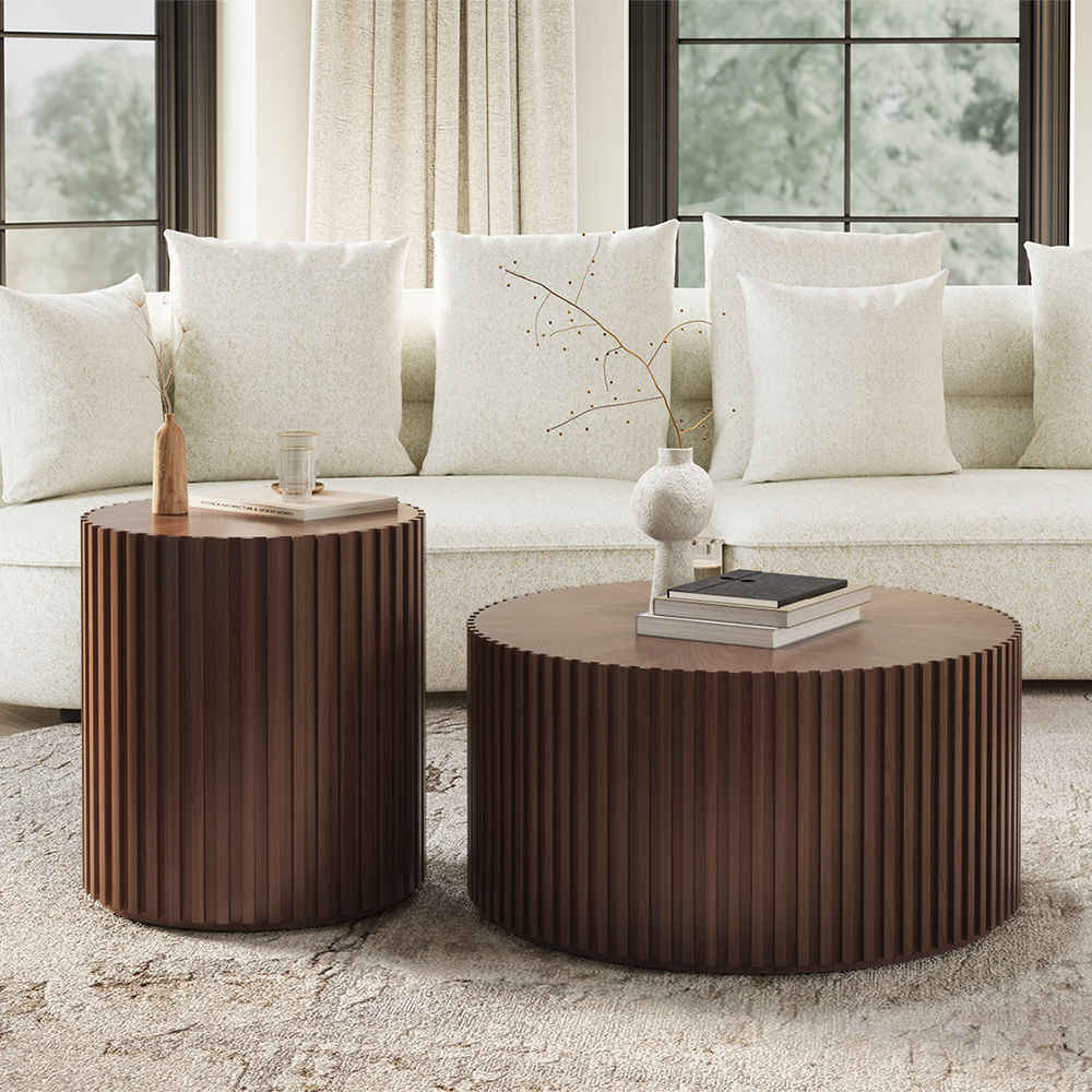 Modern Minimalist Walnut Color MDF Coffee Tables