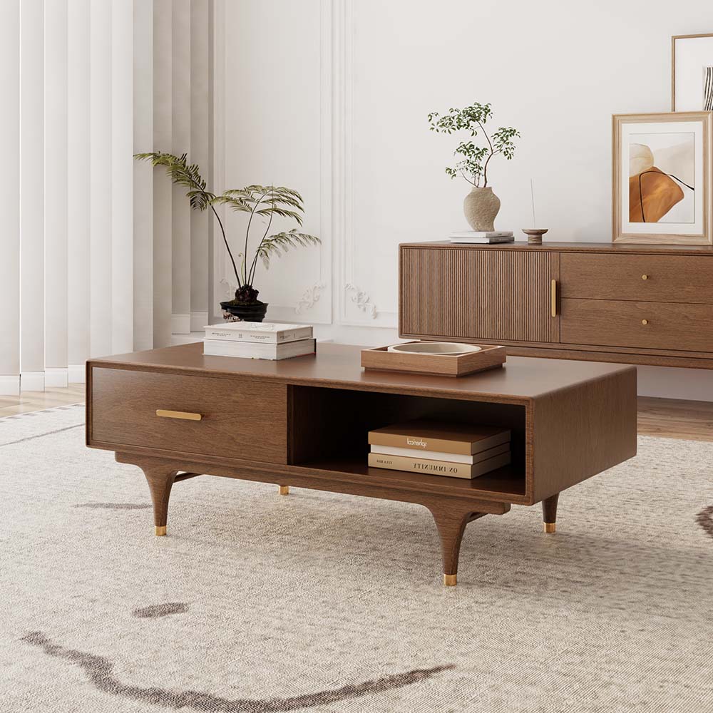 Solid Wood Leg Walnut MDF Coffee Tables