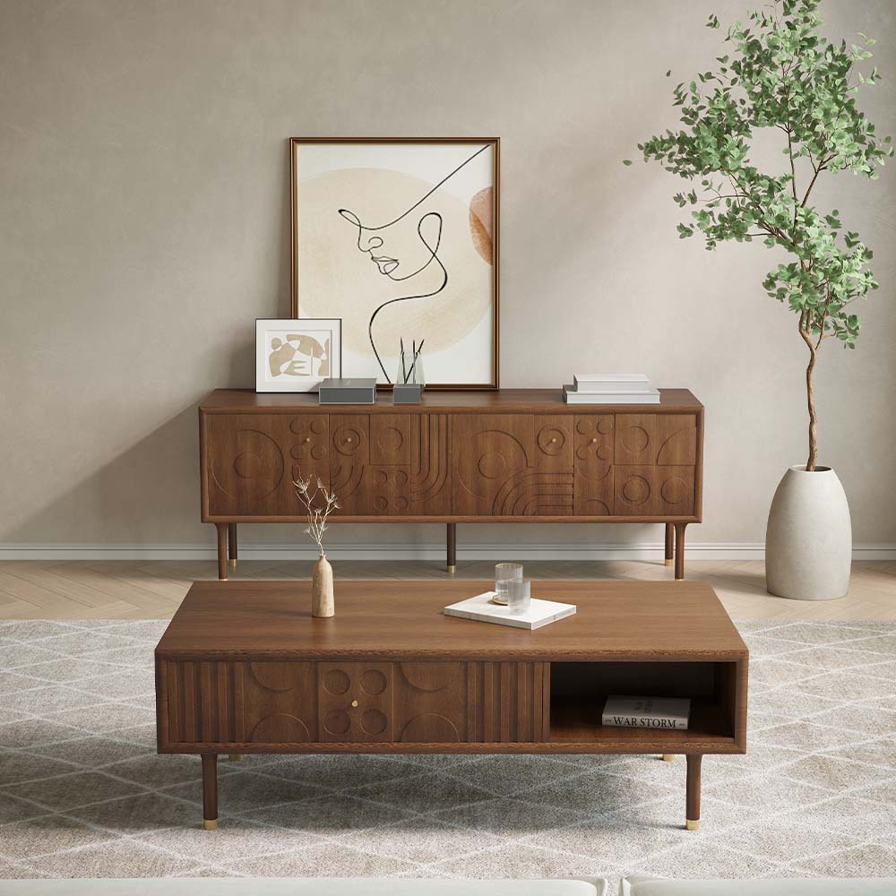 Mid Century Modern Walnut MDF Coffee Tables