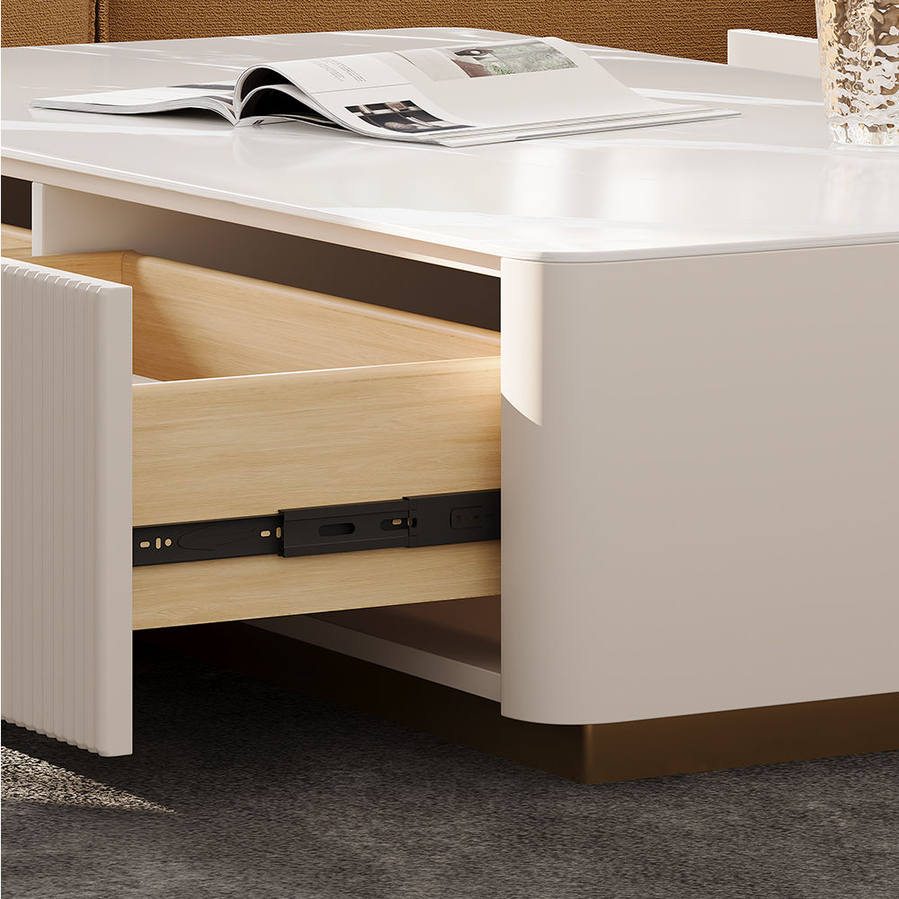 Fully Assemble Beige Sintered Stone Coffee Tables