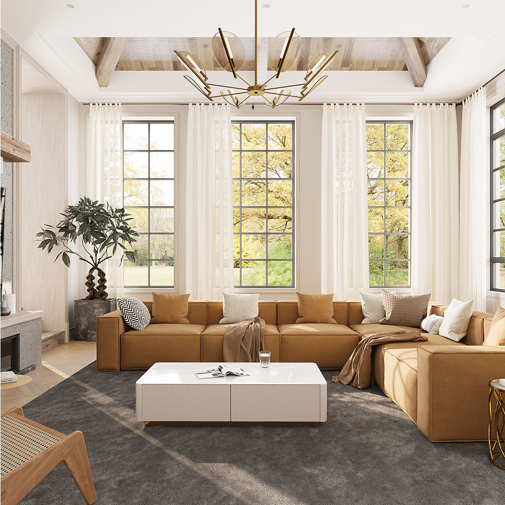 Fully Assemble Beige Sintered Stone Coffee Tables