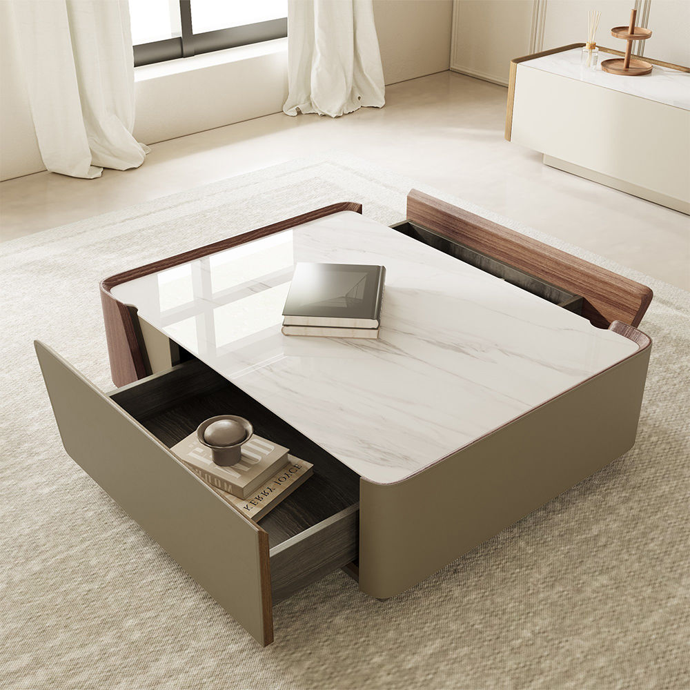Fully Assemble Walnut Color MDF Coffee Tables