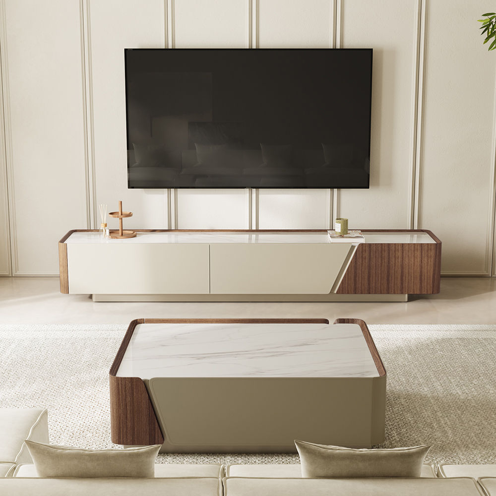 Sintered Stone Walnut Color MDF Coffee Tables