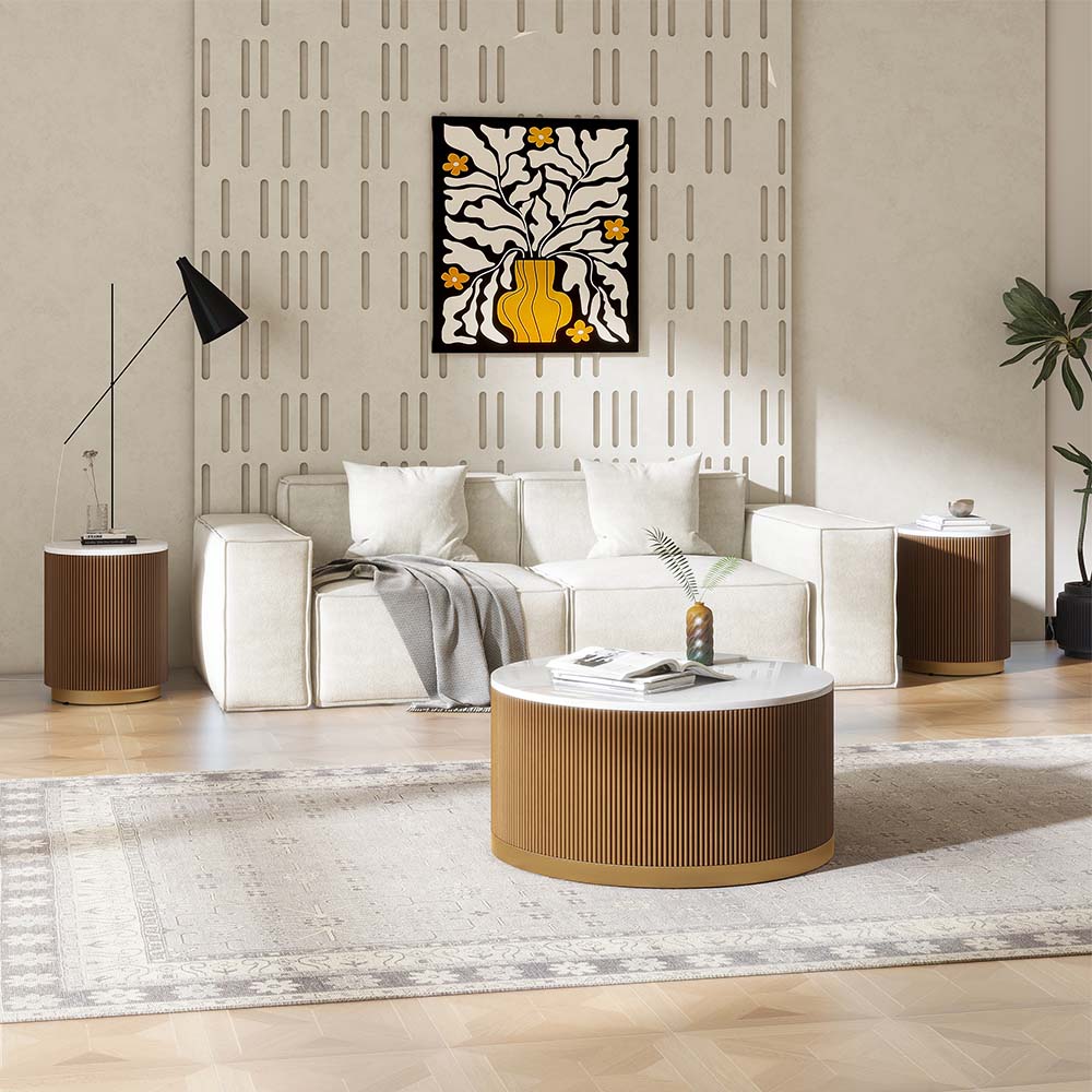 Walnut Color MDF Coffee Tables