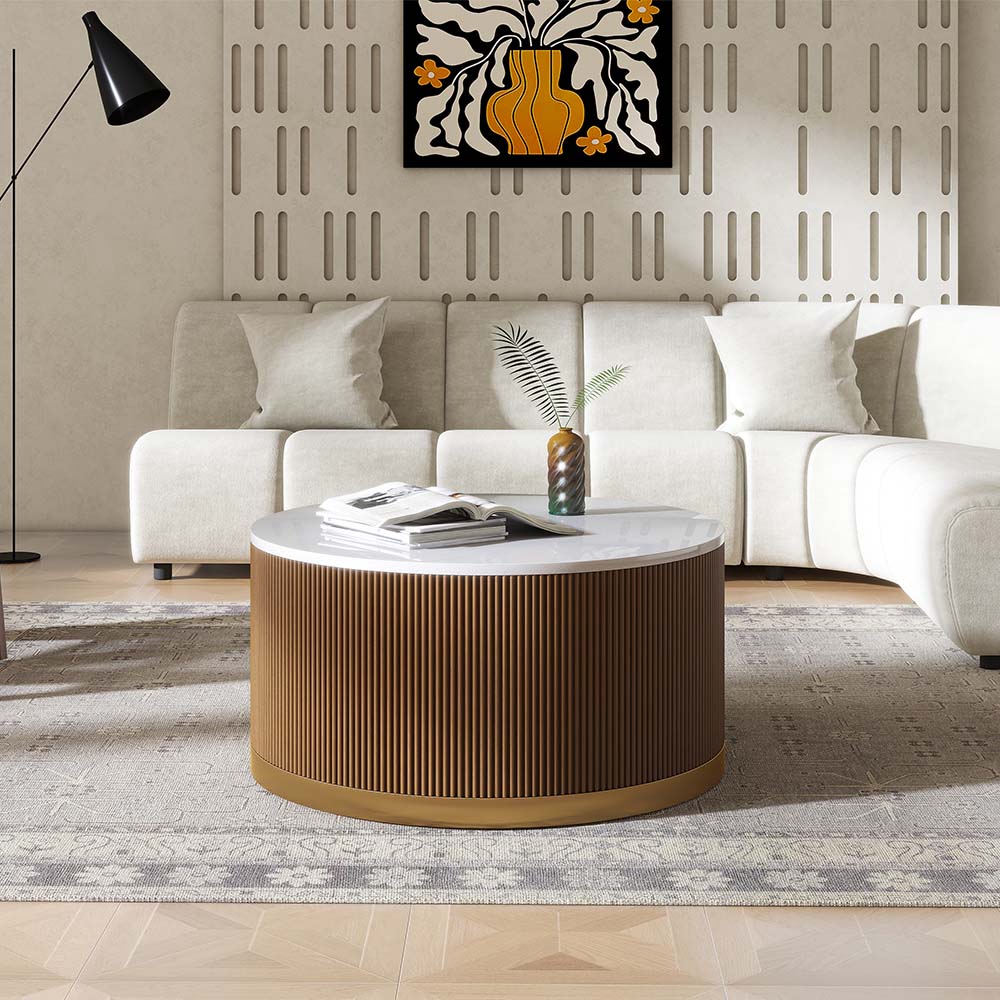 Walnut Color MDF Coffee Tables