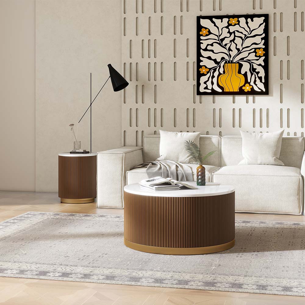 Walnut Color MDF Coffee Tables