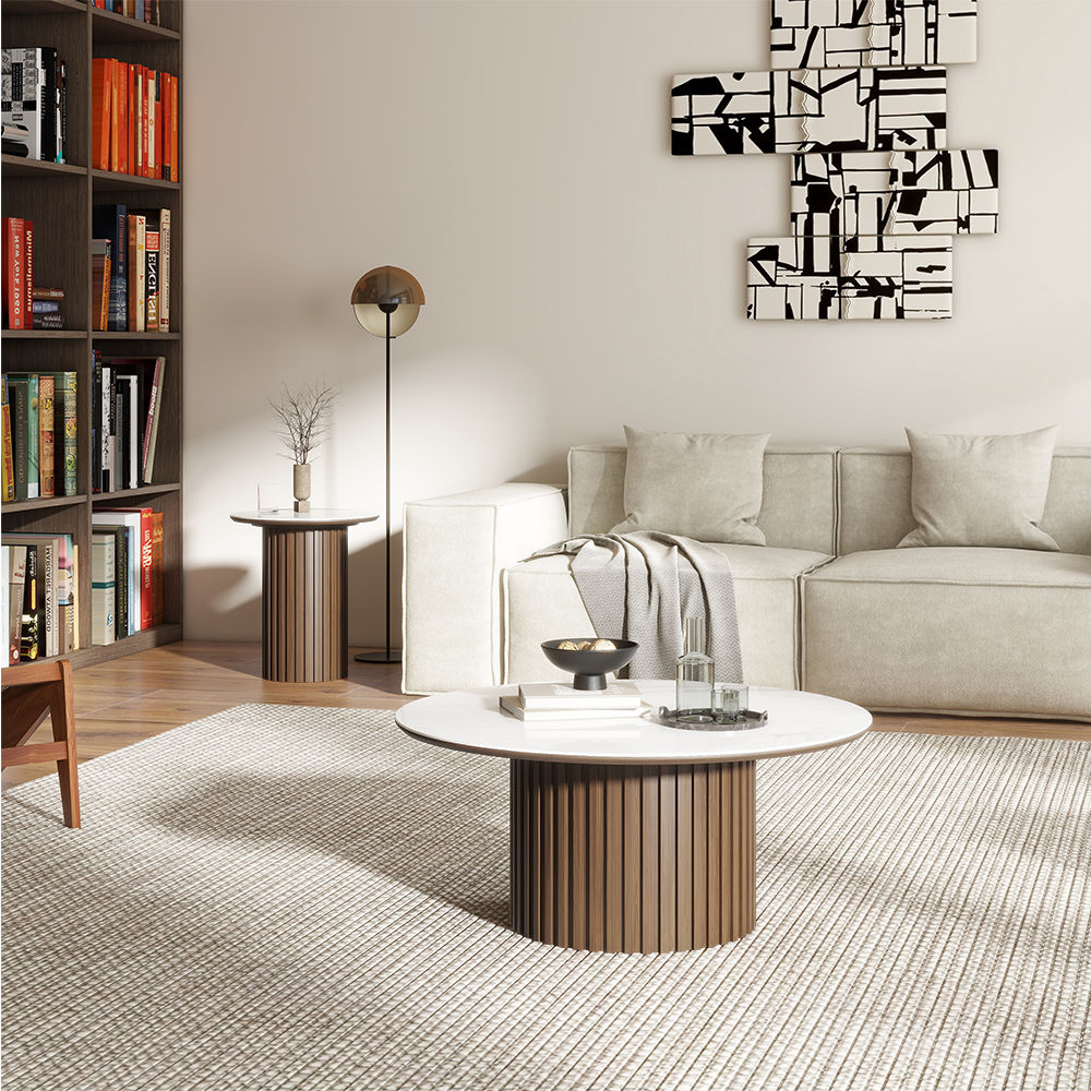 Walnut Color MDF Coffee Tables