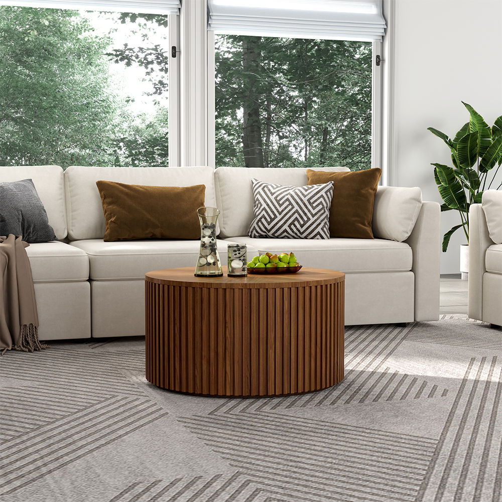 with Cabinets Walnut Color Plywood Coffee Tables