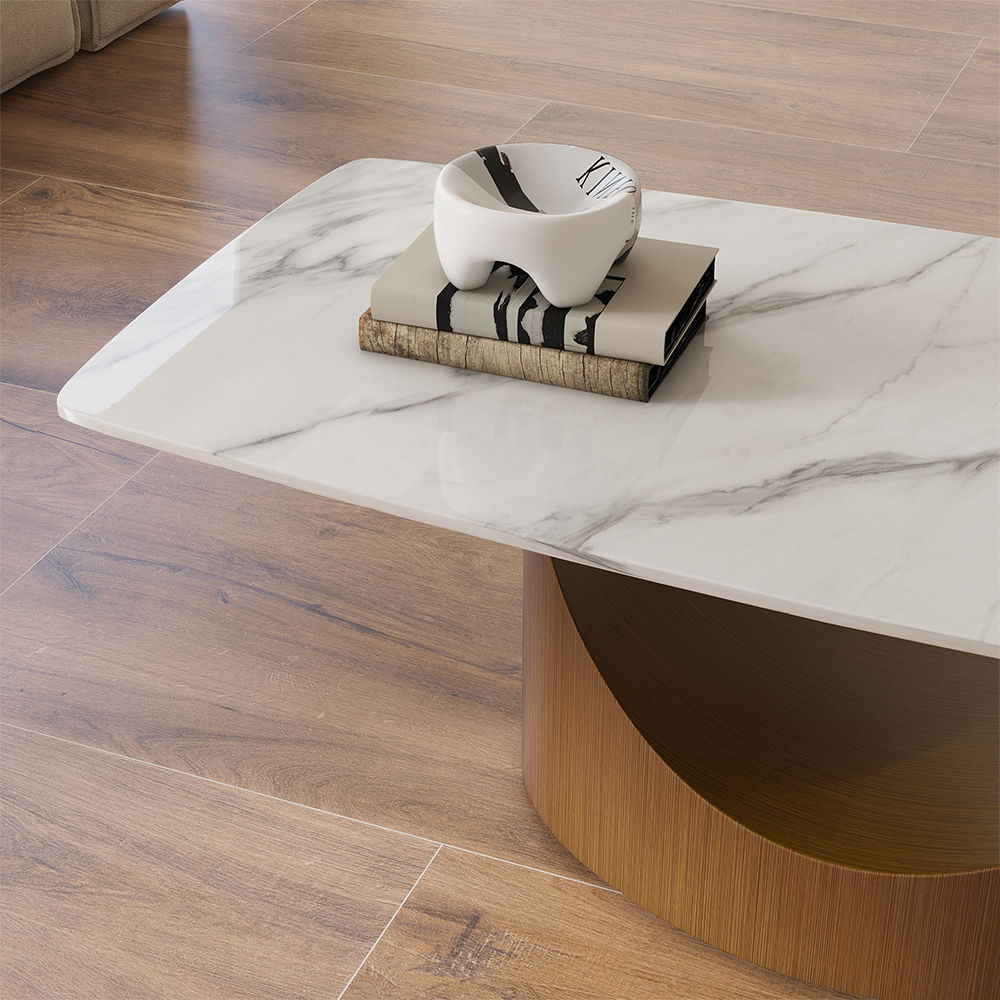 Metal Leg White Sintered Stone Coffee Tables