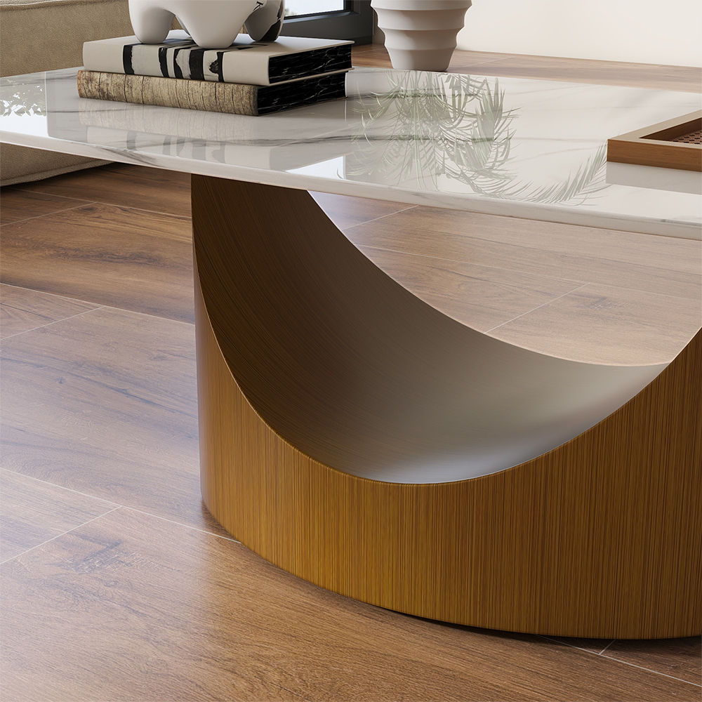 Rectangular White Sintered Stone Coffee Tables