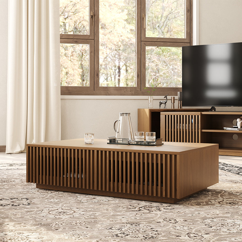 Modern Walnut Color MDF Coffee Tables
